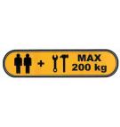 Warning sticker "MAX 200kg" 400x90mm