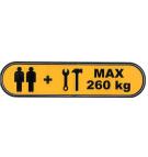 Warning sticker "MAX 260kg" 400x90mm