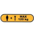 Warning sticker "MAX 120kg" 400x90mm