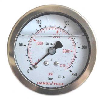 Hansa-Flex glycerin manometer with G 1/4 "rear connection; 0-16 bar; NS 63mm